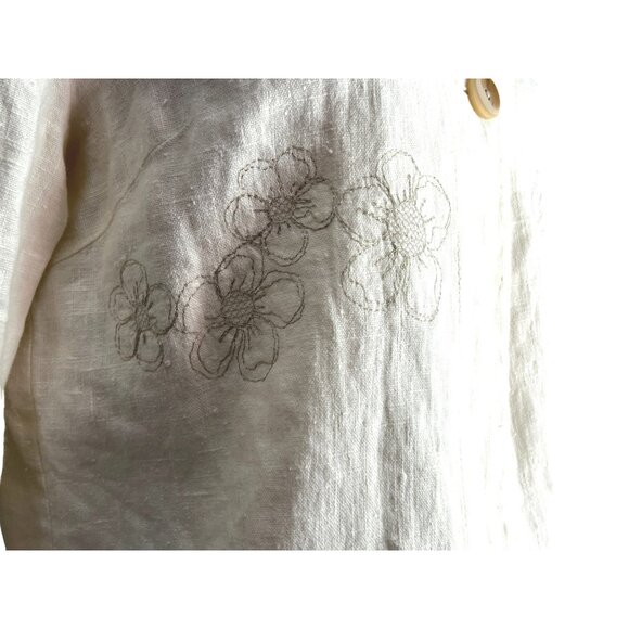 Harve Benard Vintage Linen Button Front Cardigan Sz 10 Womens White 3/4 Sleeve - Picture 5 of 15